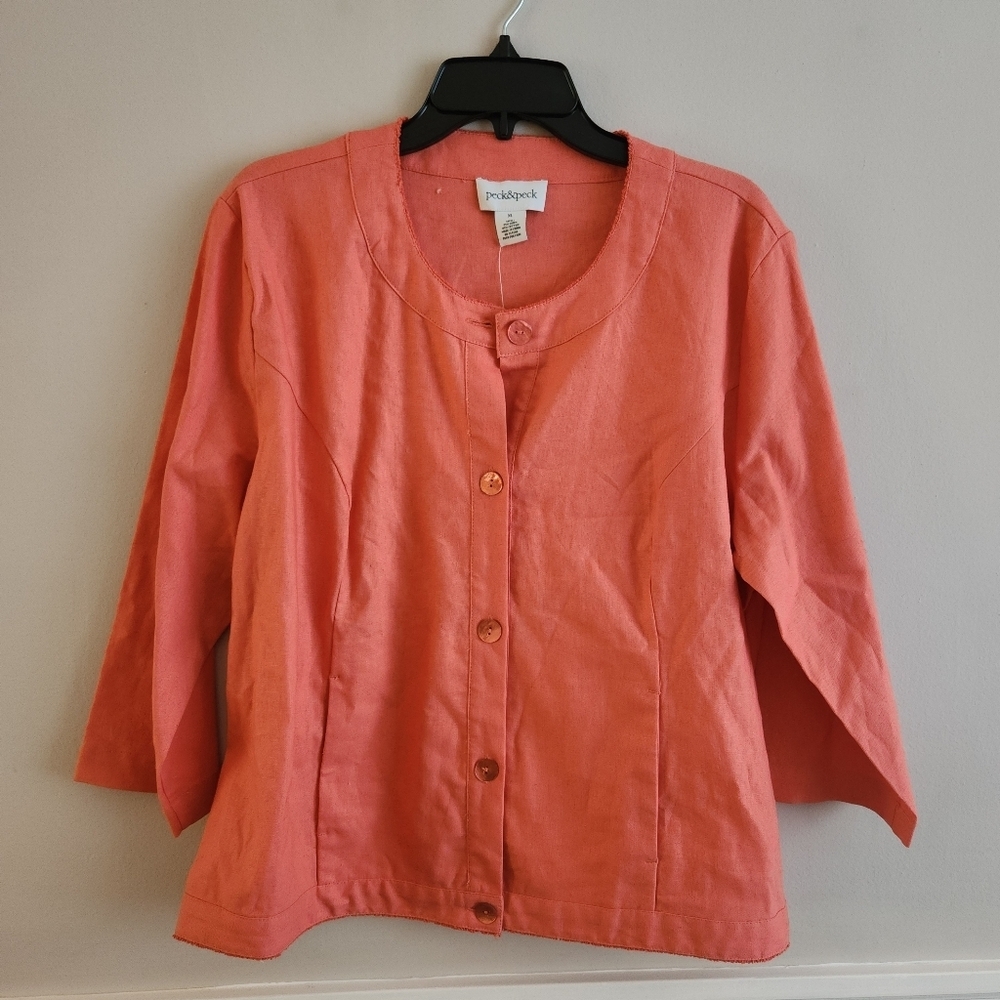 NWT Linen Coral Button-Up Blazer SZ Xl